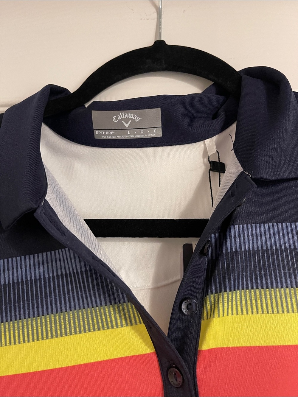 NWT Callaway White Sleeveless Polo Dress with Navy Panels and Multicolor Stripe - Picture 5 of 7